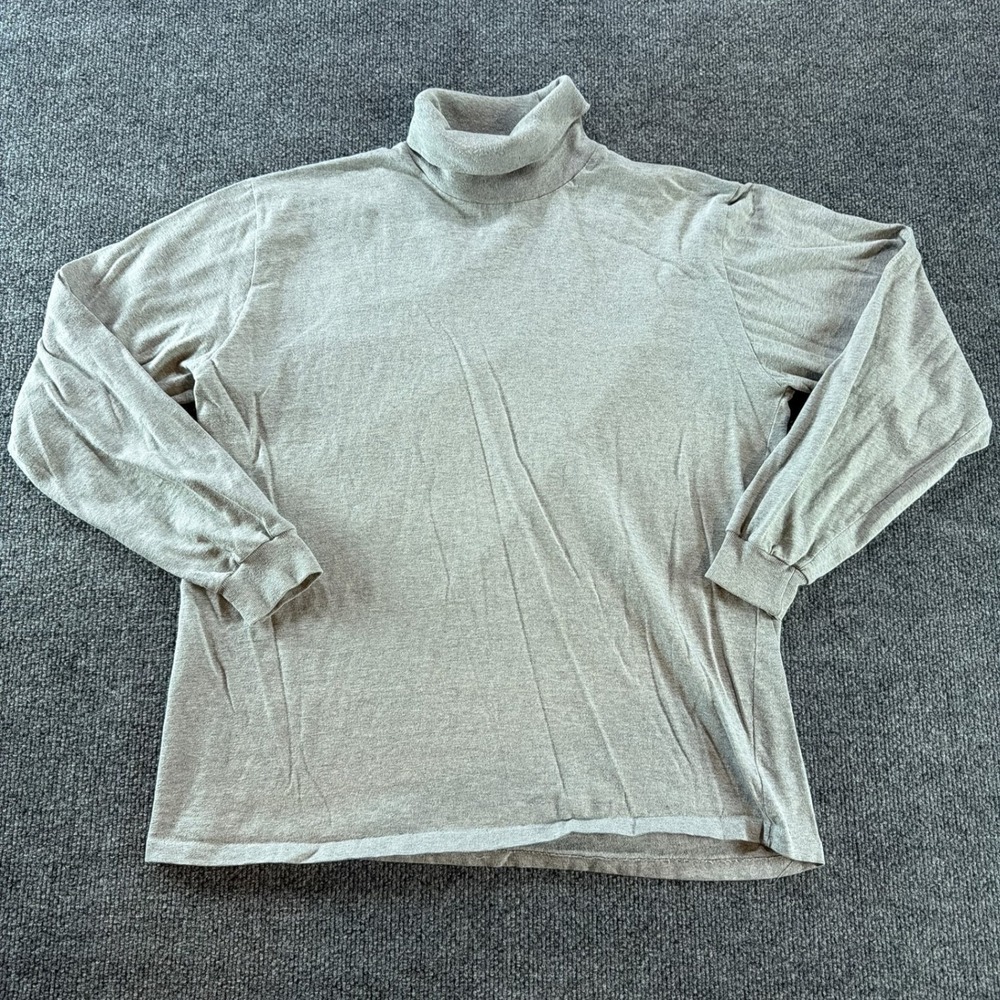 Vintage Cross Creek Mens Turtleneck Shirt Gray Long Sleeve Made in USA Large